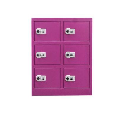 6 Doors Cell Phone Storage Cabinet USB Cable Charging Cabinet Wall Mounted Purple Manual Password Lock